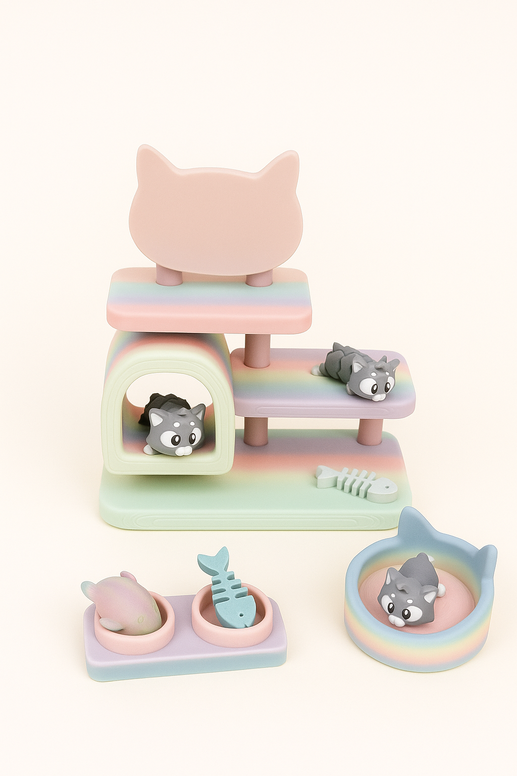 Cat Playset with 3 Mini Cats & Accessories | Miau