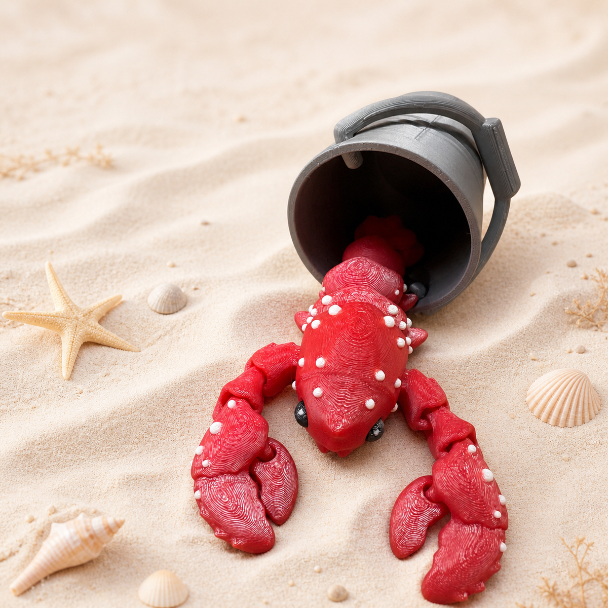 Lobster Fidget Toy with Bucket | Textured & Articulated