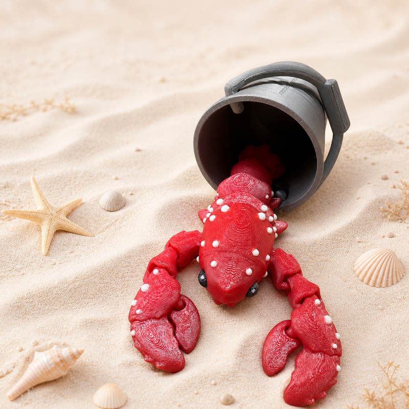 Lobster Fidget Toy with Bucket | Textured & Articulated