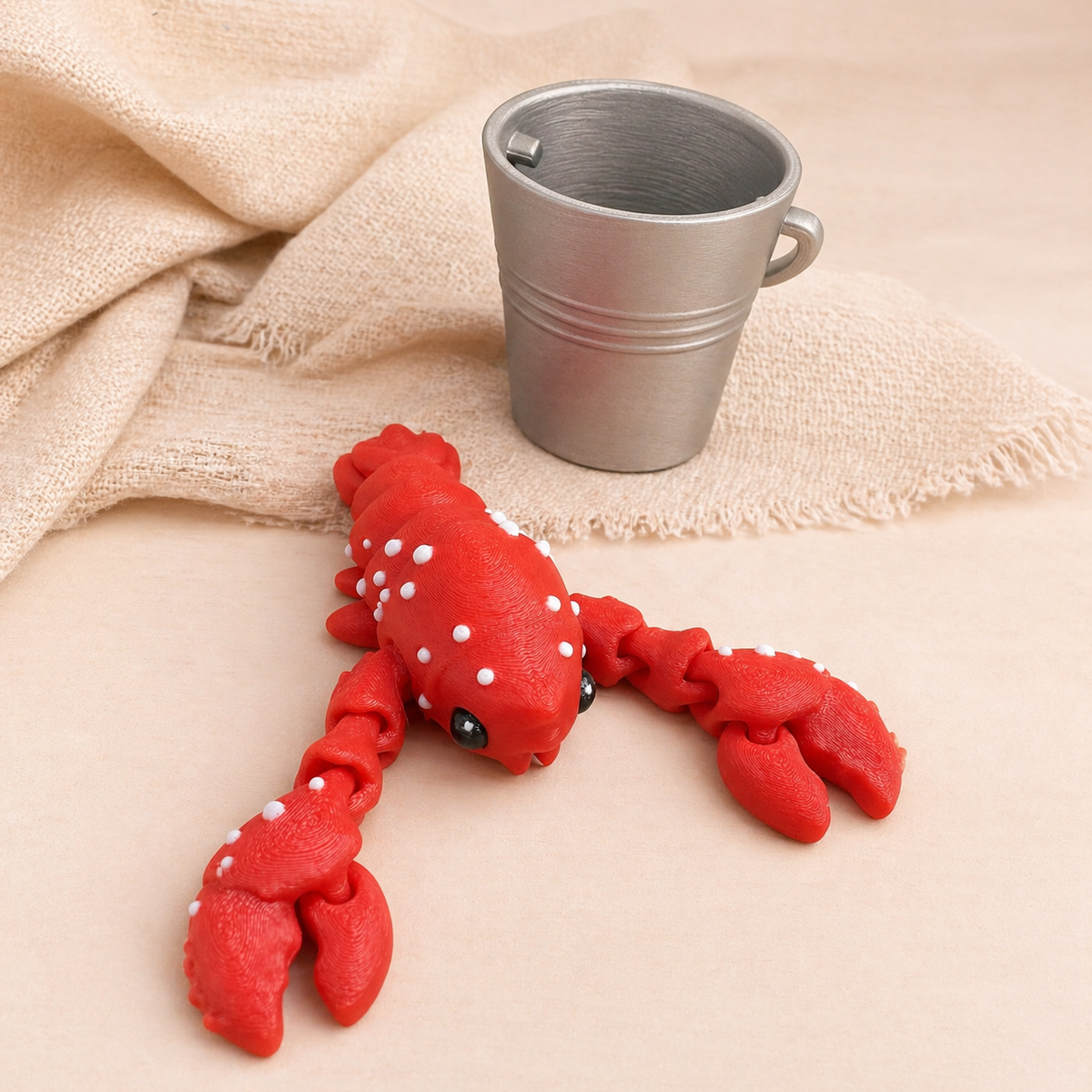 Lobster Fidget Toy with Bucket | Textured & Articulated