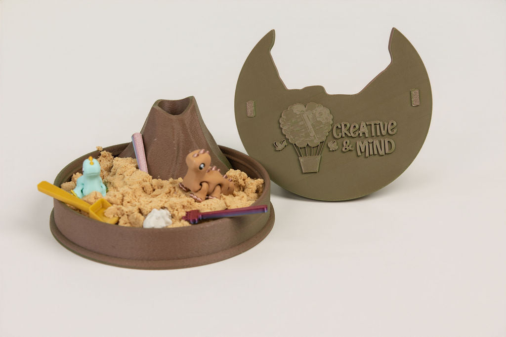 Volcano Dinosaur Sensory Playset | Kinetic Sand & 4 Mini Dinos