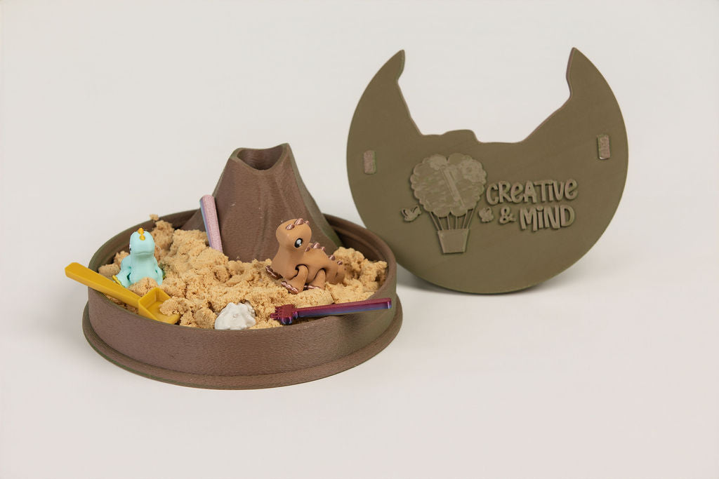 Volcano Dinosaur Sensory Playset | Kinetic Sand & 4 Mini Dinos