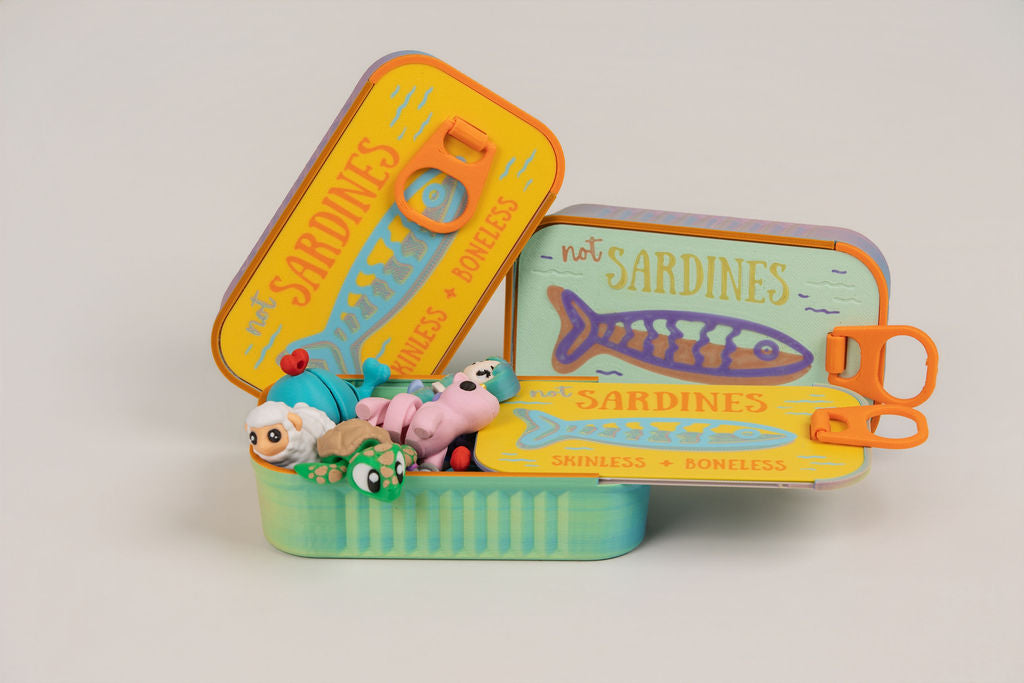Sardine Tin Fidget Set | 5 Mini Articulated Animals