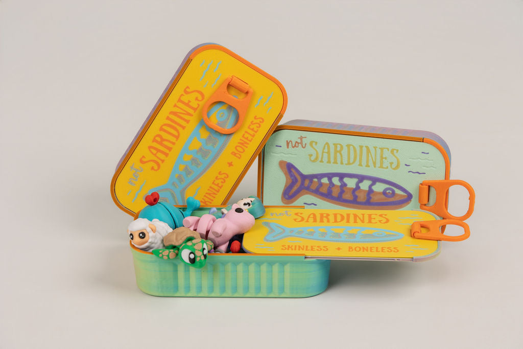 Sardine Tin Fidget Set | 5 Mini Articulated Animals