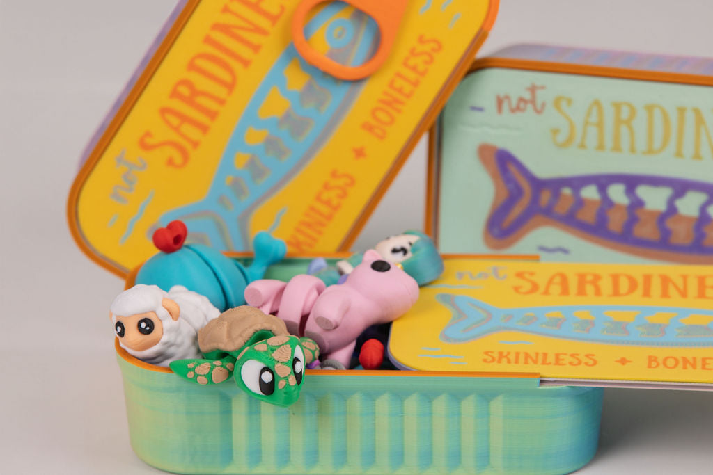 Sardine Tin Fidget Set | 5 Mini Articulated Animals
