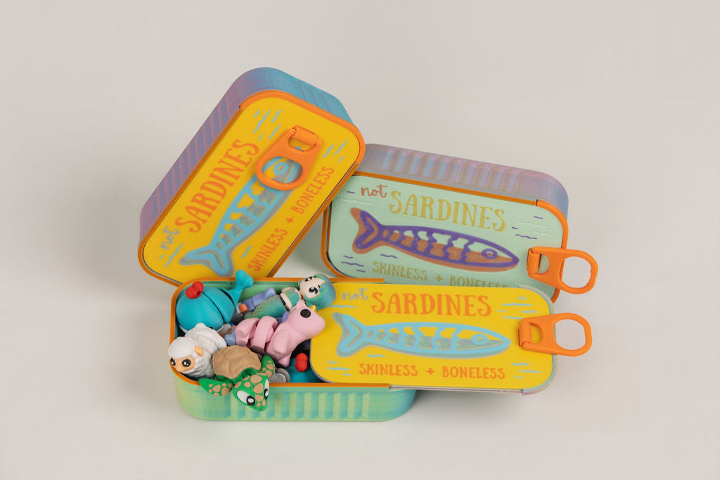 Sardine Tin Fidget Set | 5 Mini Articulated Animals