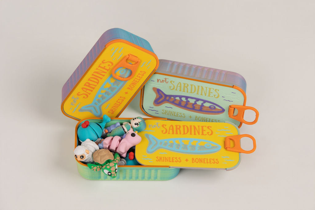 Sardine Tin Fidget Set | 5 Mini Articulated Animals