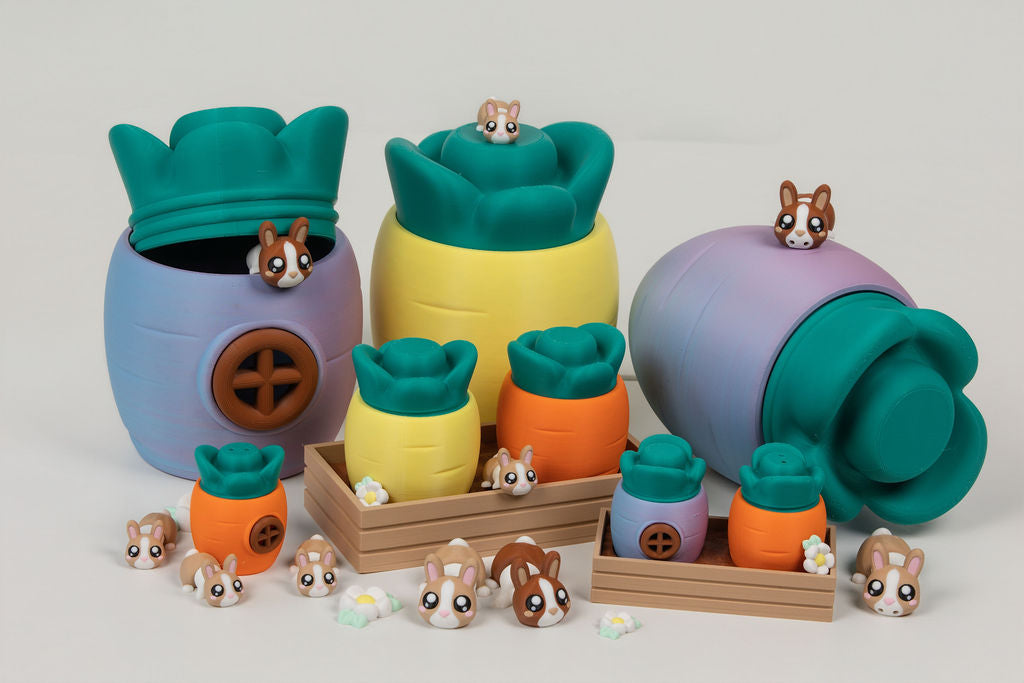 Bunny Garden Playset | 8 Bunnies, Carrot Houses & Guide