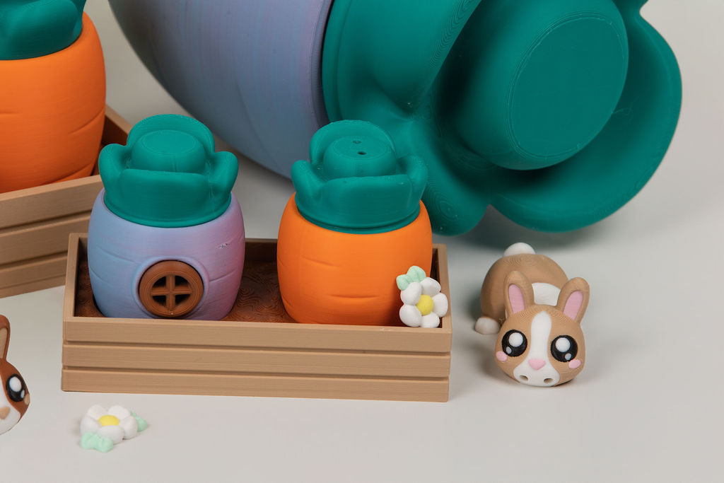 Bunny Garden Playset | 8 Bunnies, Carrot Houses & Guide