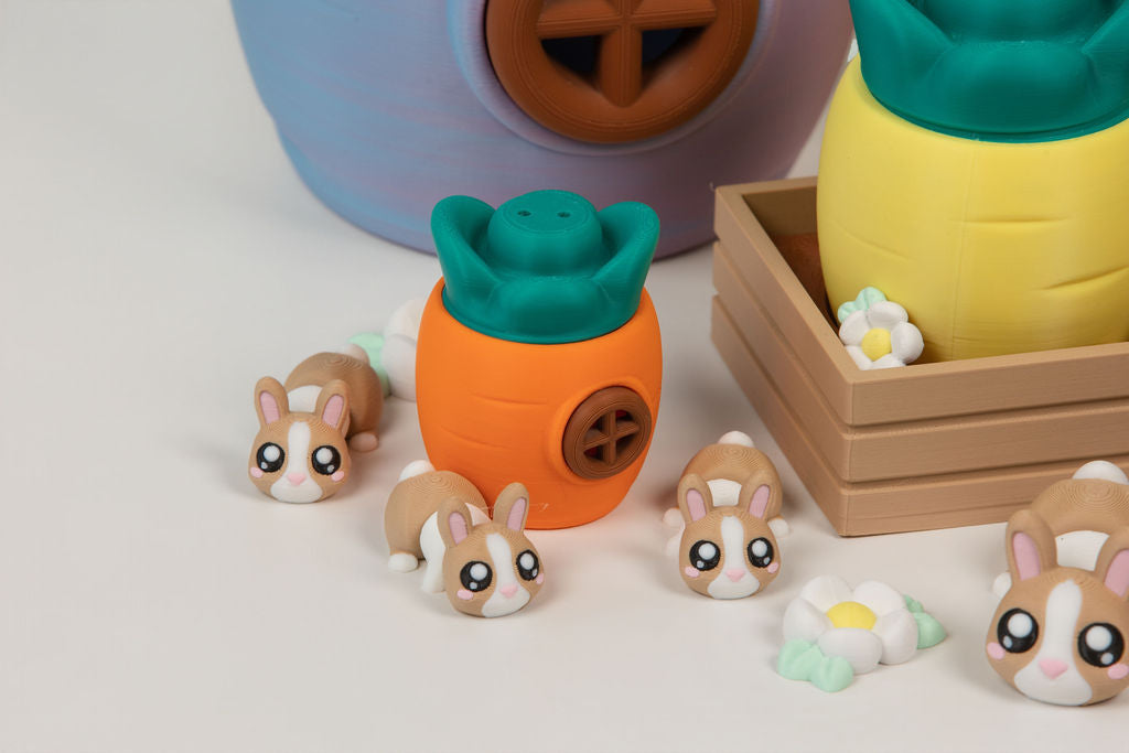Bunny Garden Playset | 8 Bunnies, Carrot Houses & Guide