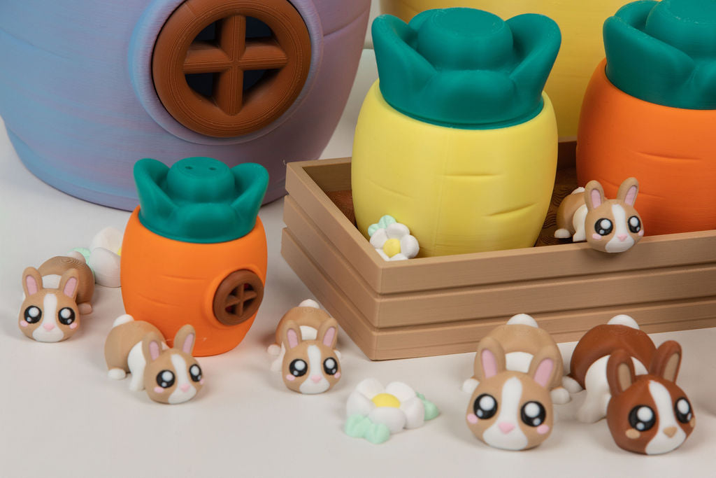 Bunny Garden Playset | 8 Bunnies, Carrot Houses & Guide