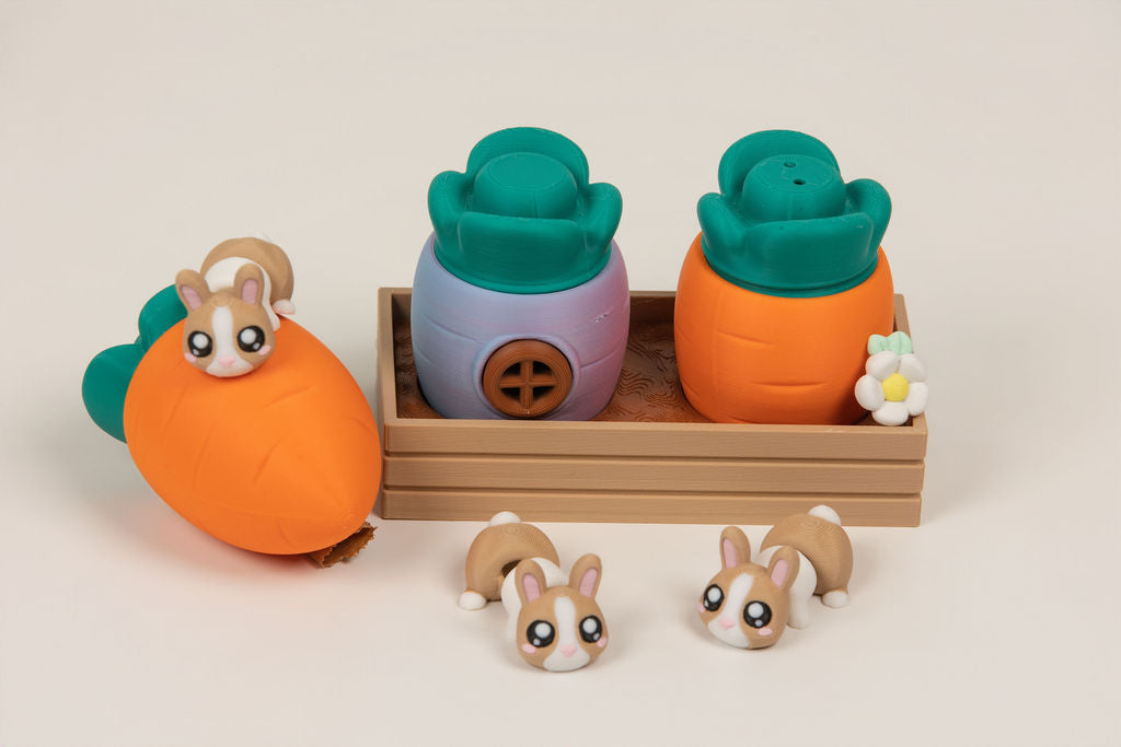 Bunny Garden Playset | 8 Bunnies, Carrot Houses & Guide