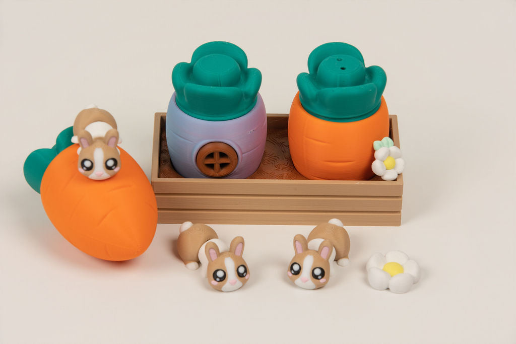 Bunny Garden Playset | 8 Bunnies, Carrot Houses & Guide