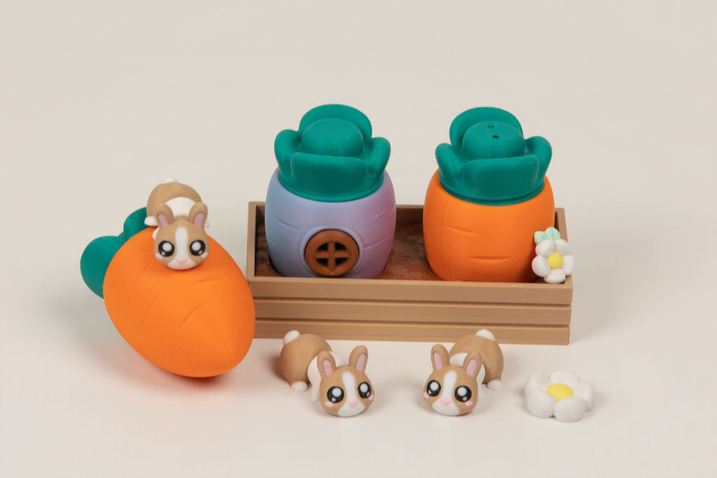 Bunny Garden Playset | 8 Bunnies, Carrot Houses & Guide