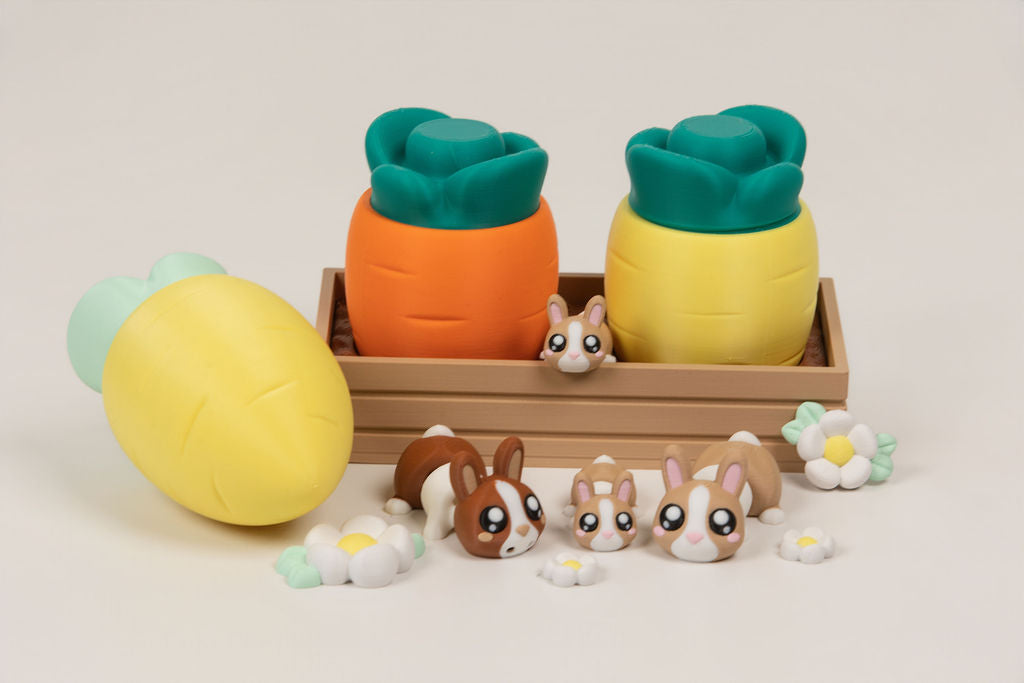 Bunny Garden Playset | 8 Bunnies, Carrot Houses & Guide