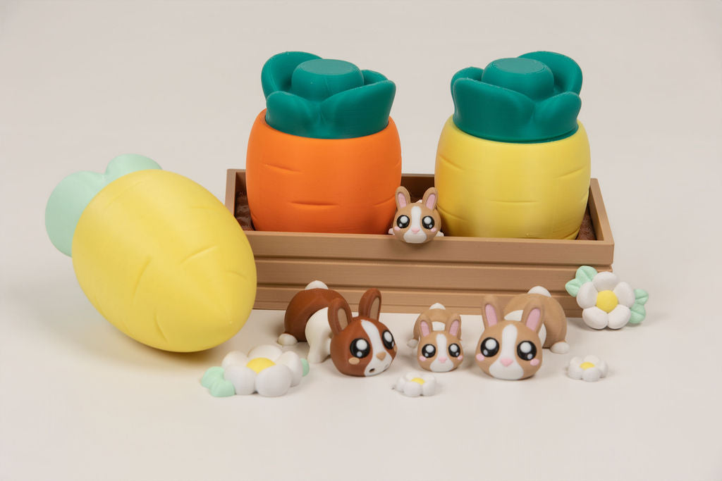 Bunny Garden Playset | 8 Bunnies, Carrot Houses & Guide