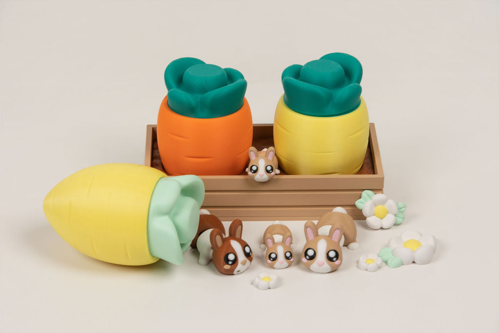 Bunny Garden Playset | 8 Bunnies, Carrot Houses & Guide