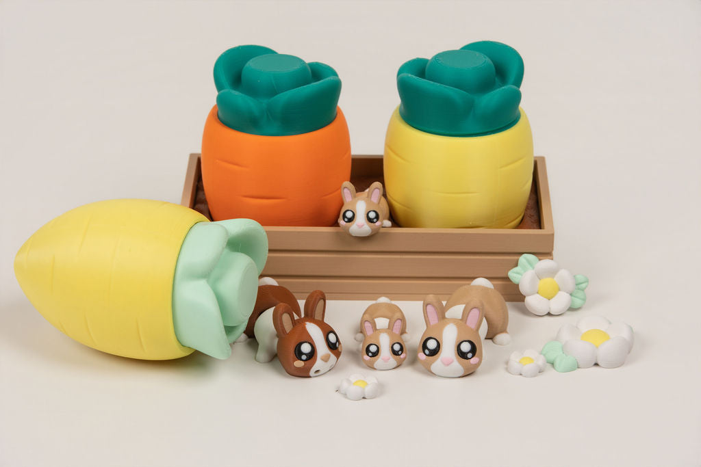 Bunny Garden Playset | 8 Bunnies, Carrot Houses & Guide