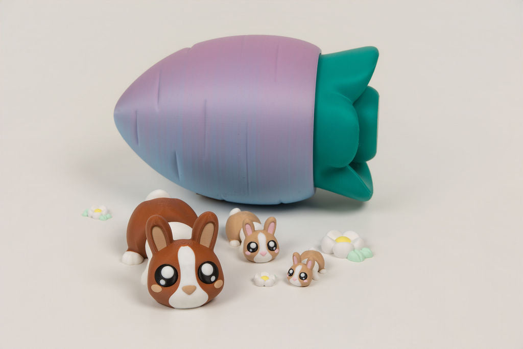 Bunny Garden Playset | 8 Bunnies, Carrot Houses & Guide