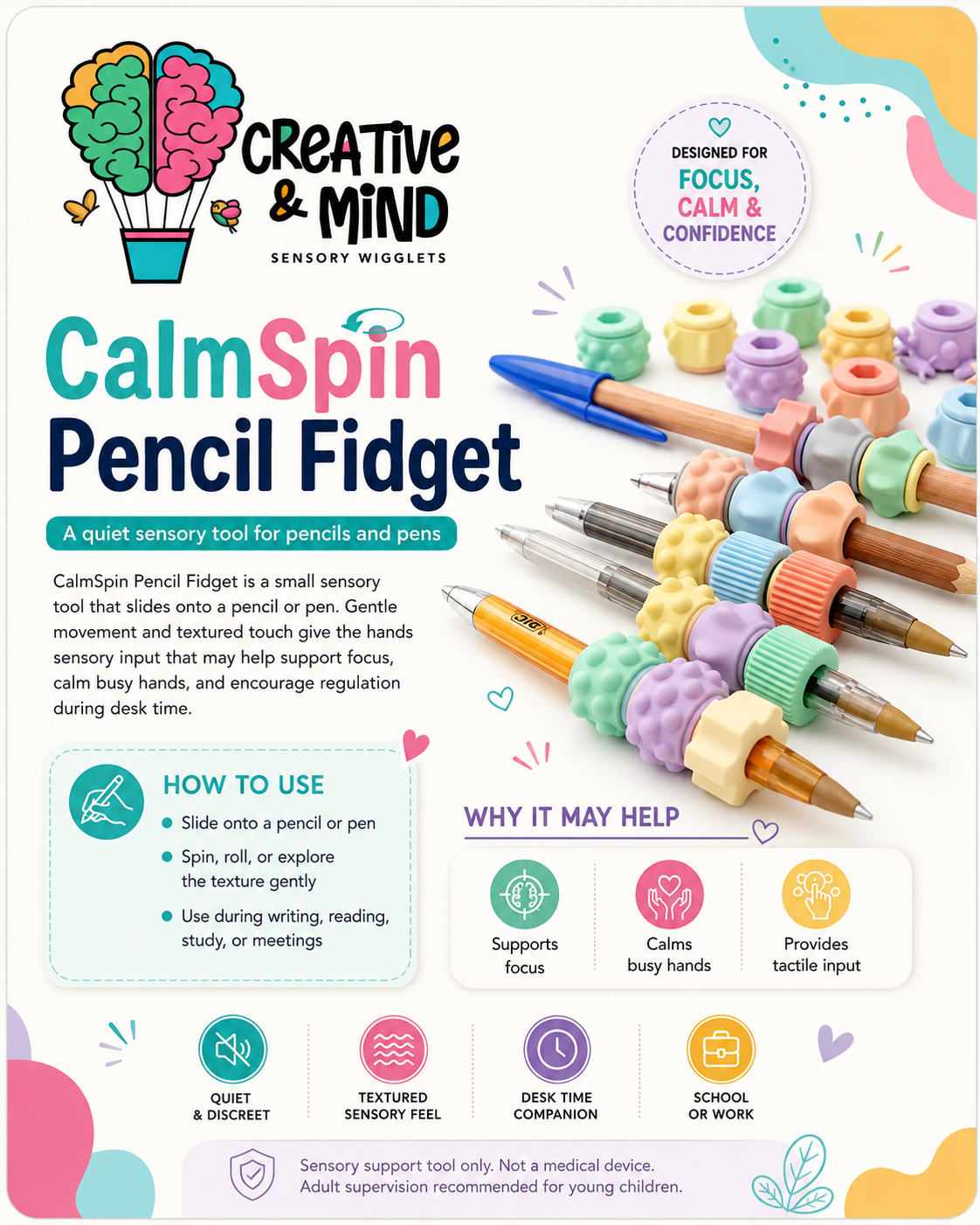 CalmSpin Pencil Fidget Set
