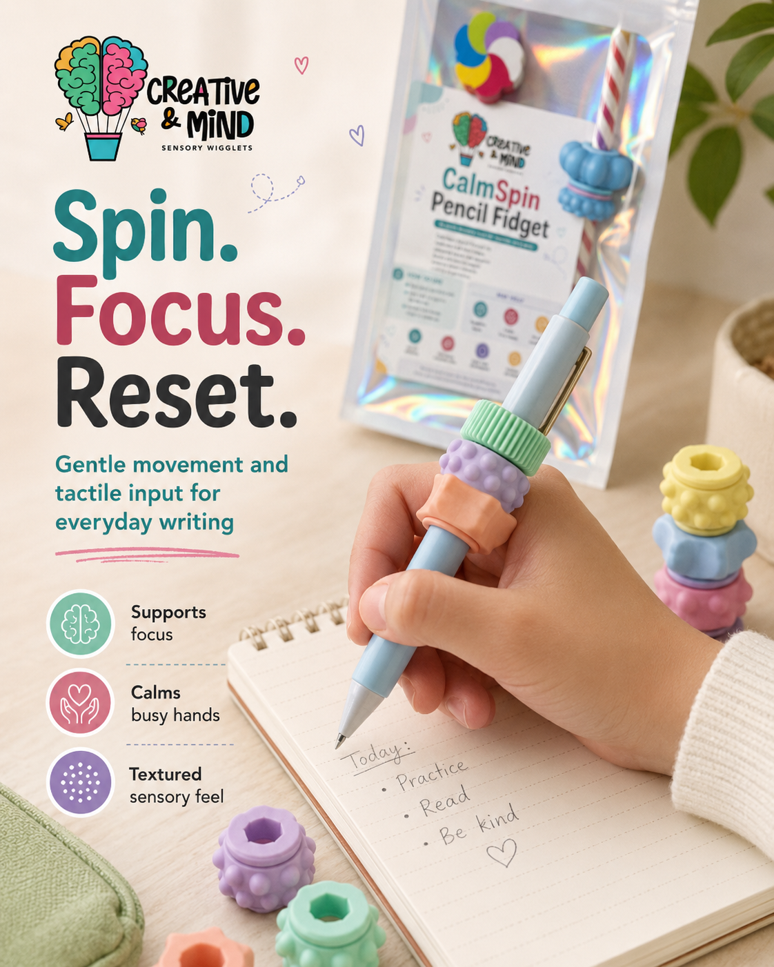 CalmSpin Pencil Fidget Set