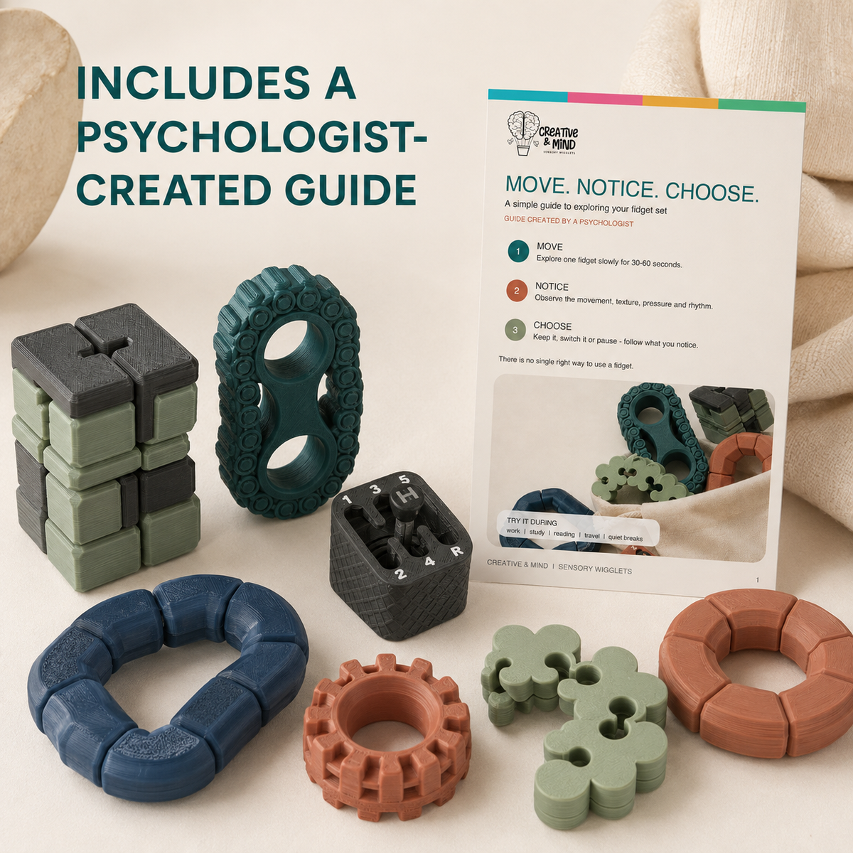 Desk Fidget Set | 5 Sensory Fidgets & Guide