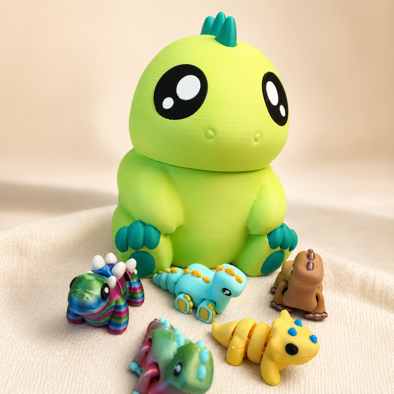 Dinosaur Fidget Set | 5 Mini Dinos & Storage Dinosaur