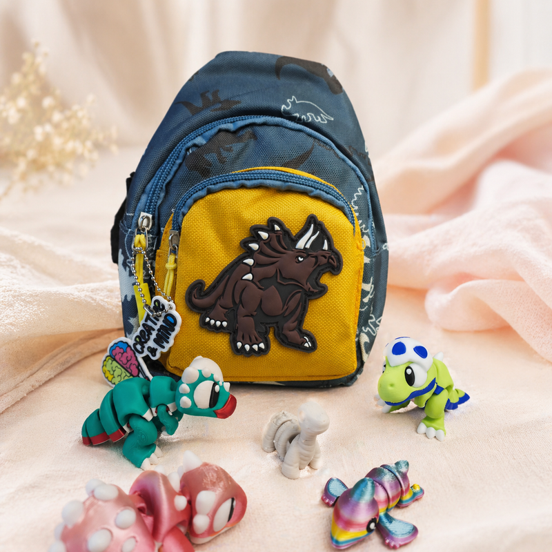 Dinosaur Fidget Travel Set | 3 Dinos, 2 Mini Fidgets & Bag