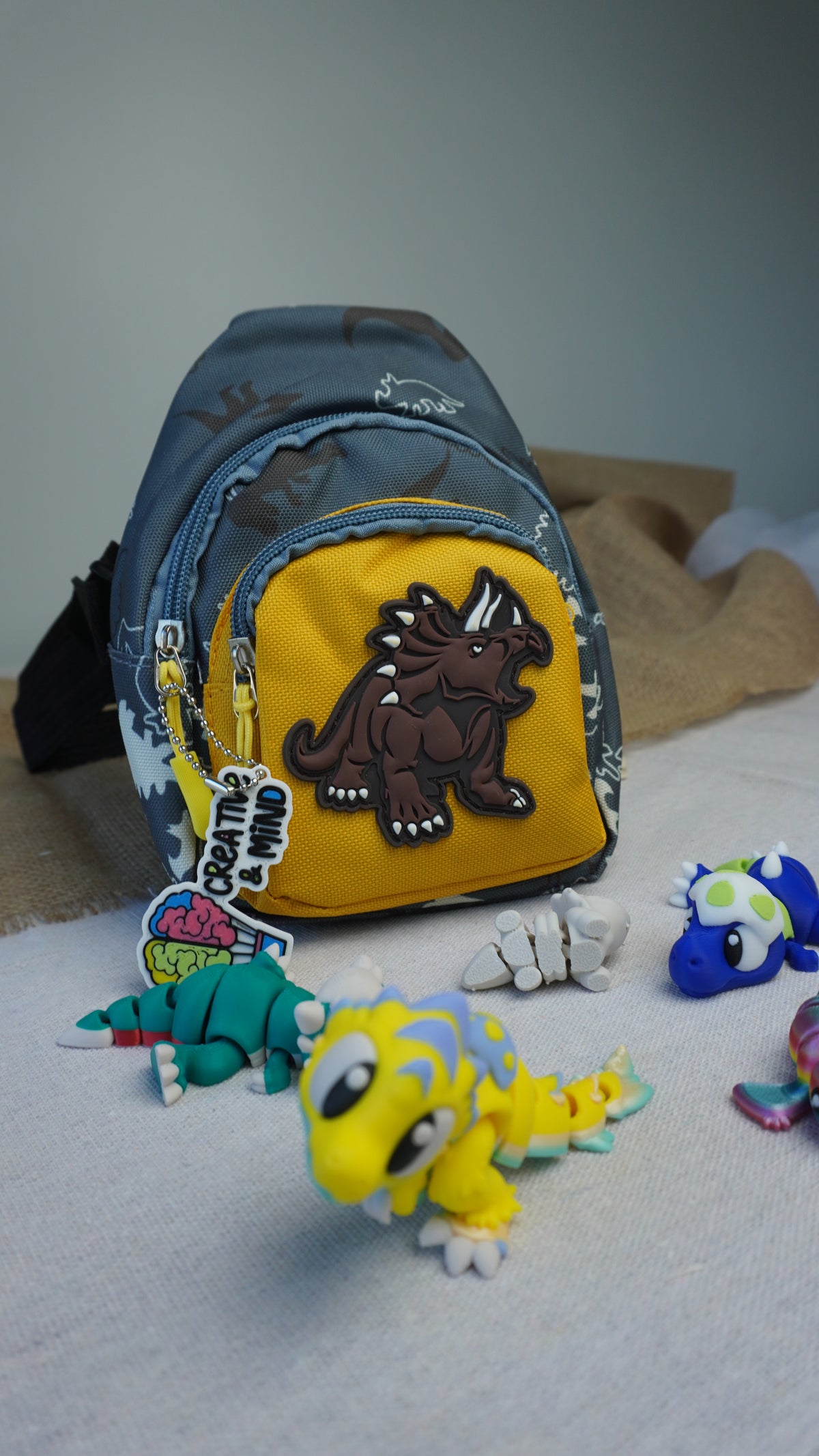 Dinosaur Fidget Travel Set | 3 Dinos, 2 Mini Fidgets & Bag