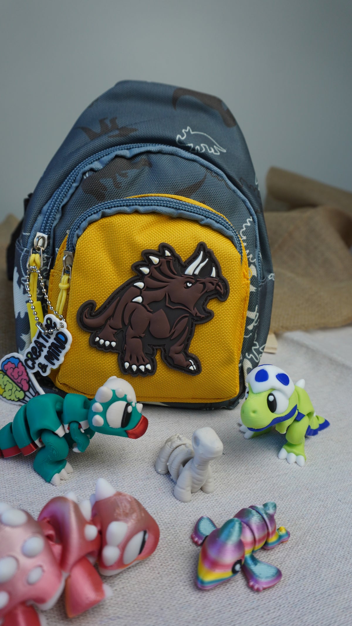 Dinosaur Fidget Travel Set | 3 Dinos, 2 Mini Fidgets & Bag
