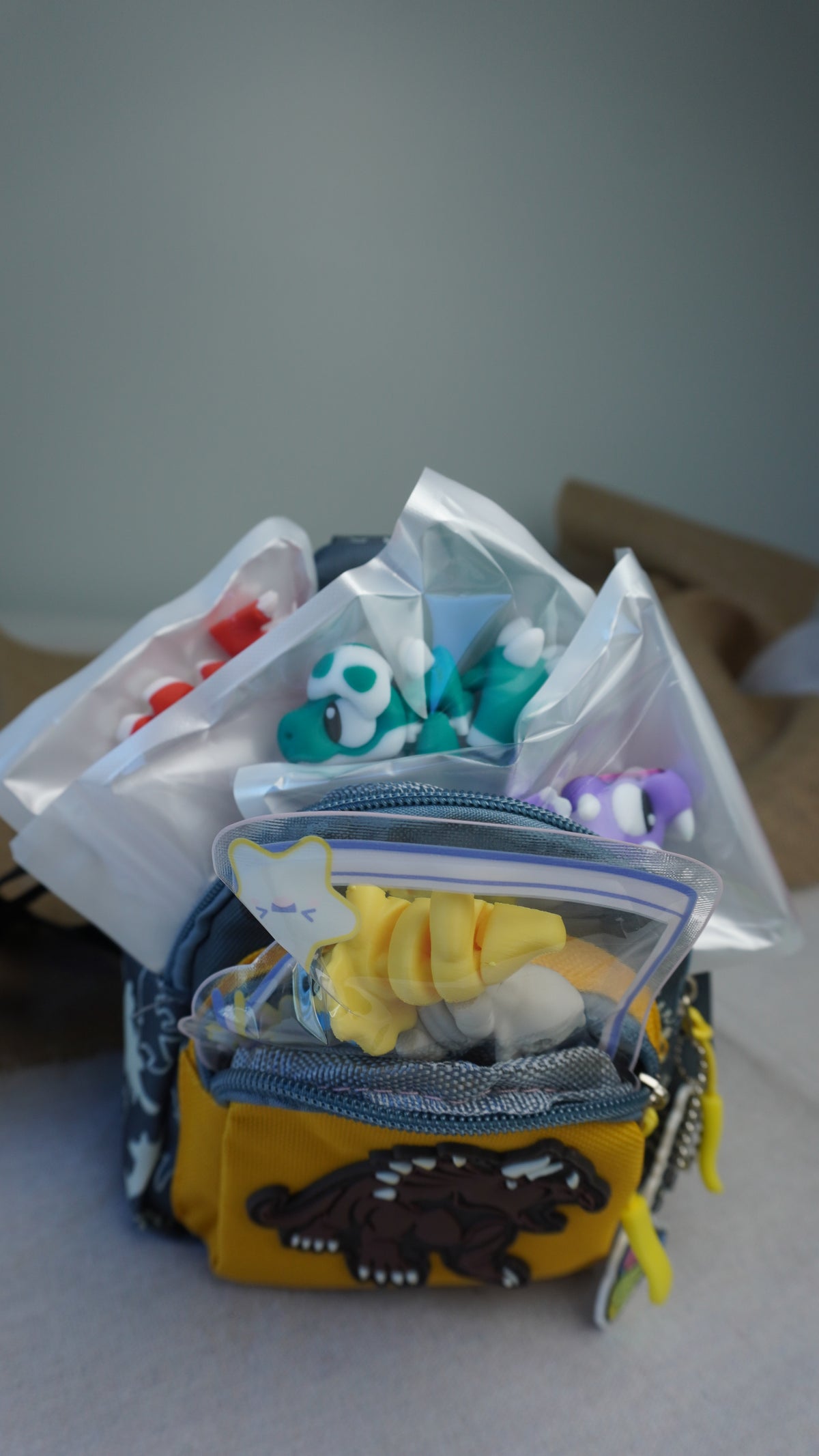 Dinosaur Fidget Travel Set | 3 Dinos, 2 Mini Fidgets & Bag
