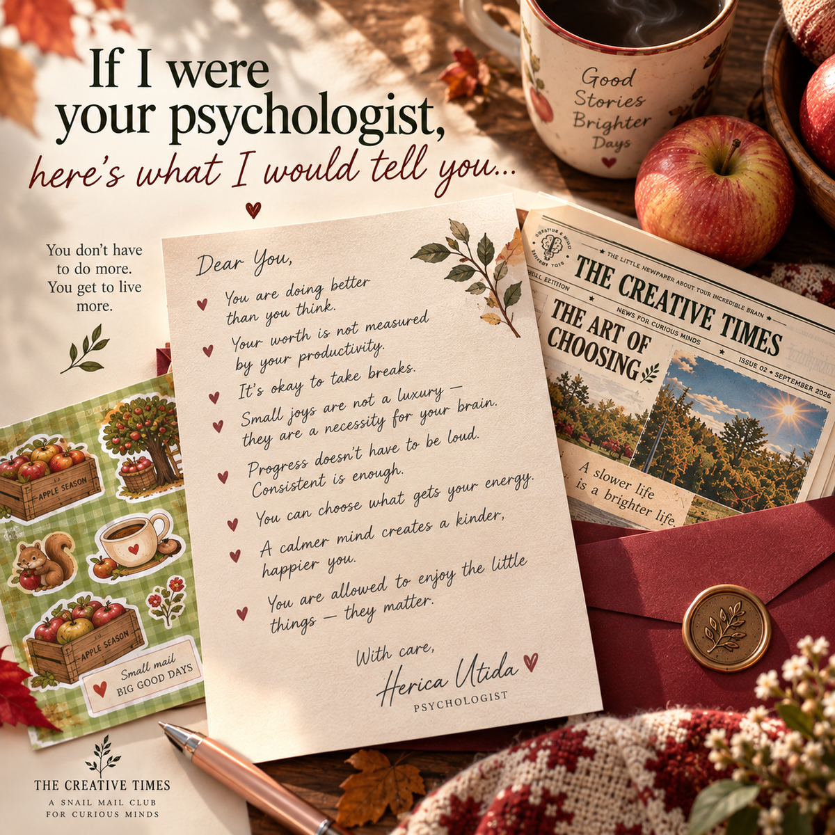 Creative Times Snail Mail Club | Monthly Letters by a Psychologist