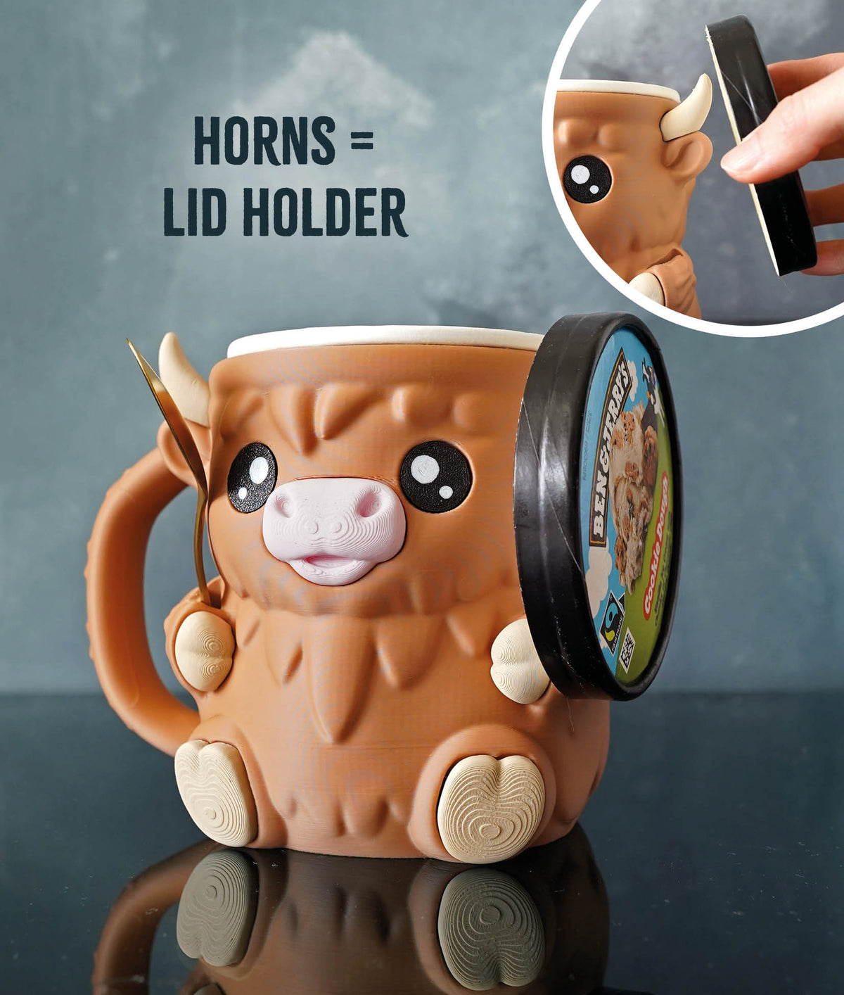 Pink Highland Cow Ice Cream Pint Holder | Milka