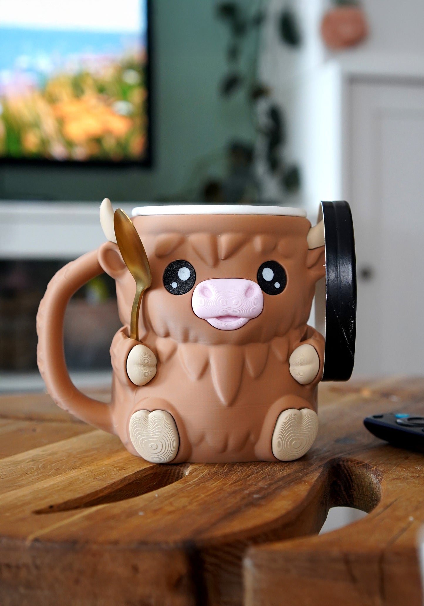 Milka Ice Cream Pint Holder the Highland Cow with Spoon Slots