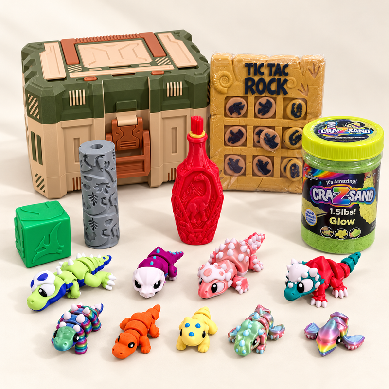 Dinosaur Sensory Play Kit with Sand, Figures & Storage Case