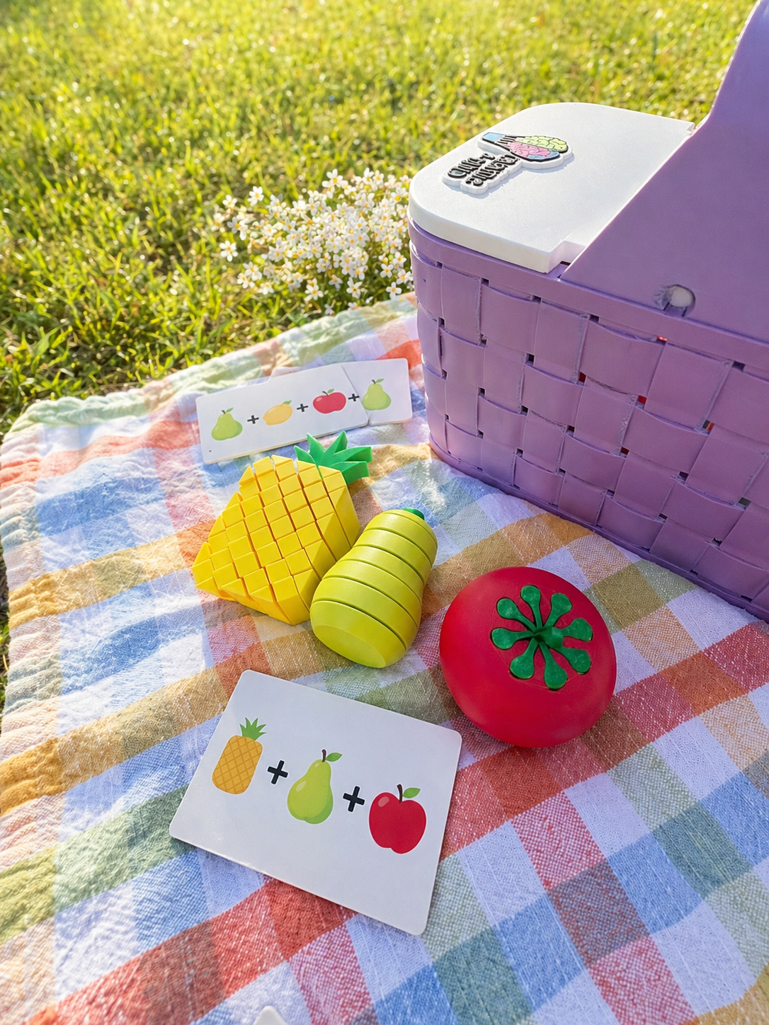Sensory Picnic Basket | 6 Fruit Fidgets & Activity Cards