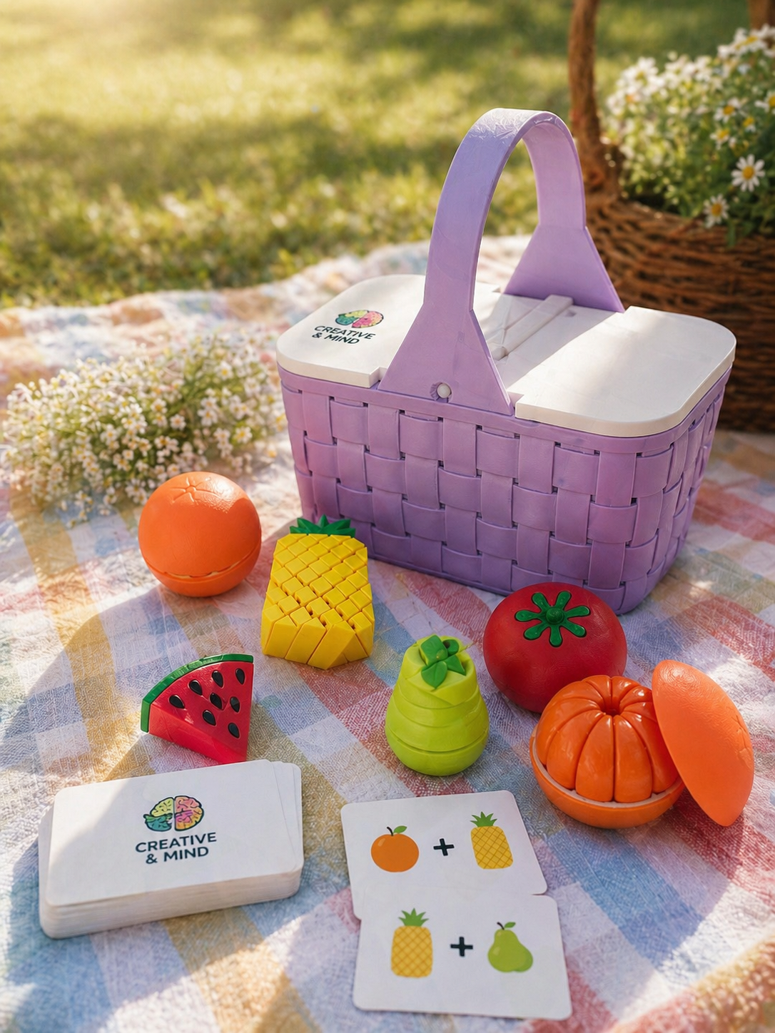 Sensory Picnic Basket | 6 Fruit Fidgets & Activity Cards