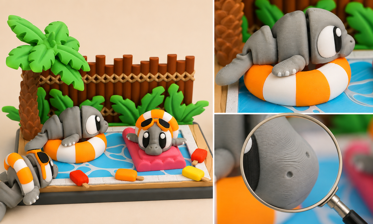 Summer Manatee Pool Play Set | 3 Articulated Manatees