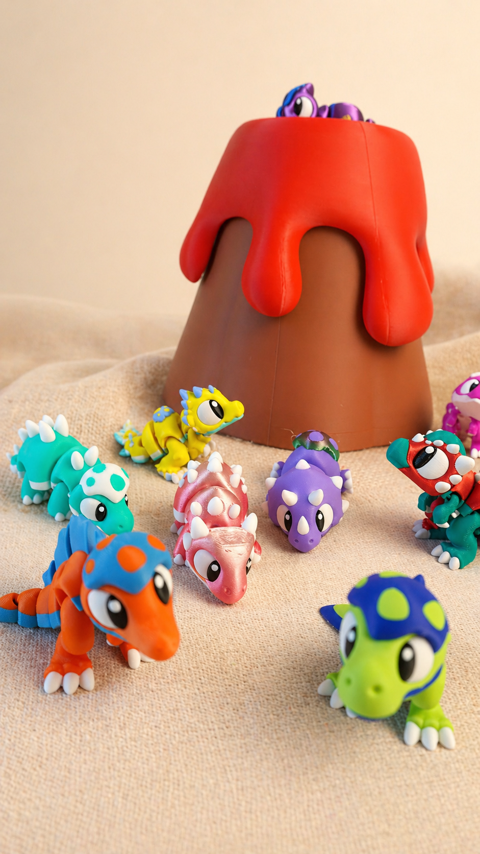 Volcano Dinosaur Play Set | Articulated Dinos & Guide