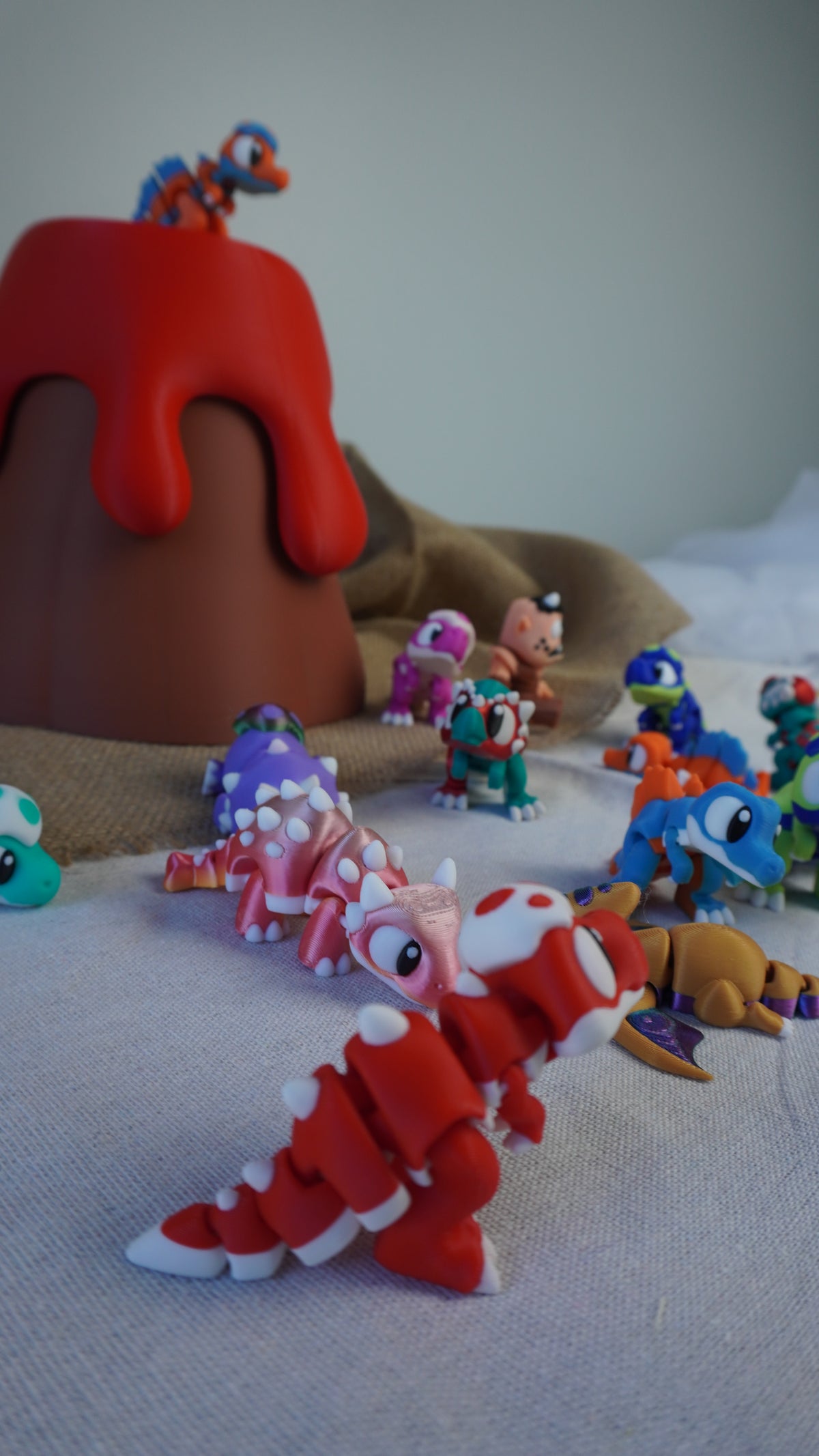 Volcano Dinosaur Play Set | Articulated Dinos & Guide